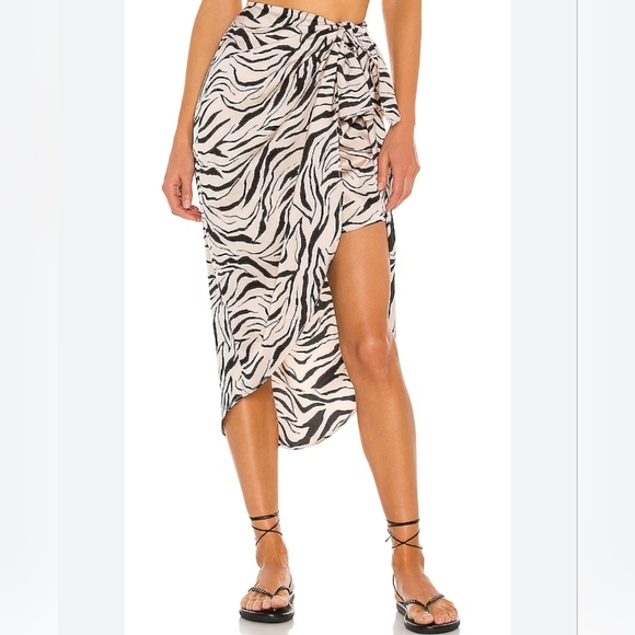 Show Me Your Mumu Wrap Me Up Skirt in Coconut Zebra Print Beige & Black {Small} - Picture 2 of 16